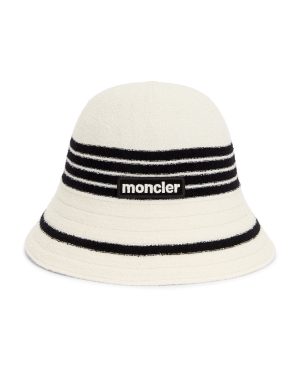 Moncler Terry Bucket Hat in Black & White - Black. Size L (also in M, S).