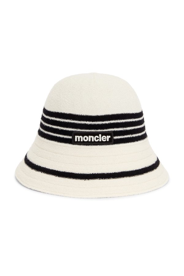 Moncler Terry Bucket Hat in Black & White - Black. Size L (also in M, S).