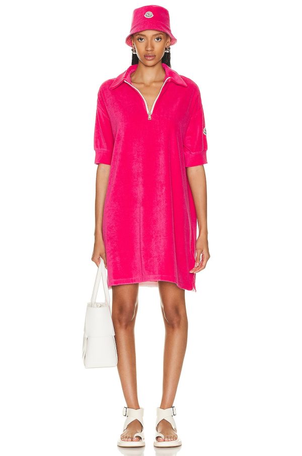 Moncler Terry Shirt Dress in Pink - Fuchsia. Size S (also in ).