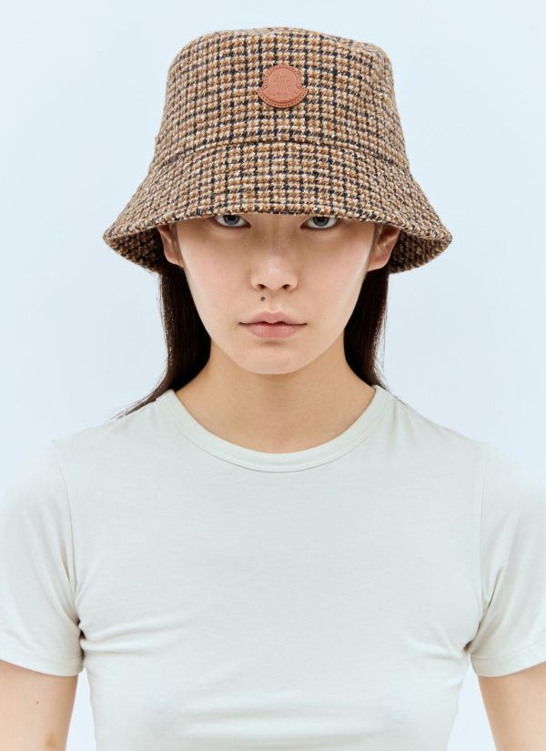 Moncler Tweed Bucket Hat - Woman Hats Brown S