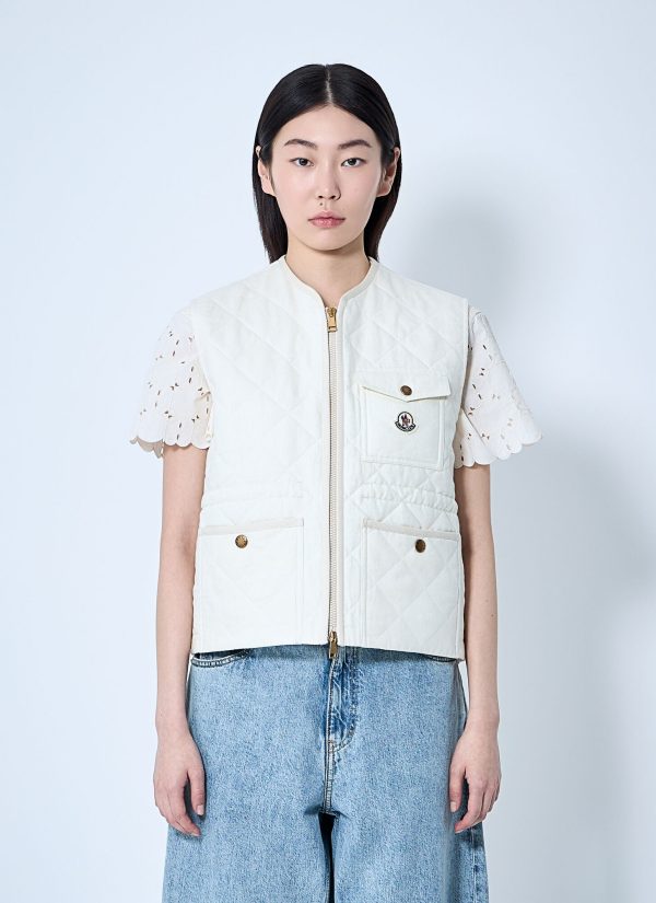 Moncler Vigny Quilted Padded Vest - Woman Jackets Beige 0
