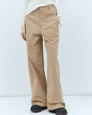 Moncler Wide-leg Twill Pants - Woman Pants Beige It - 42
