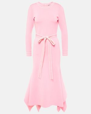 Monique Lhuillier Belted knitted midi dress