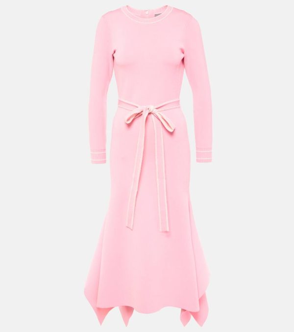 Monique Lhuillier Belted knitted midi dress