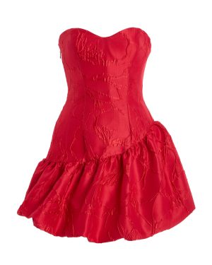 Monique Lhuillier - Strapless Dress With Asymmetric Bubble Skirt - Red - US 2 - Only At Moda Operandi