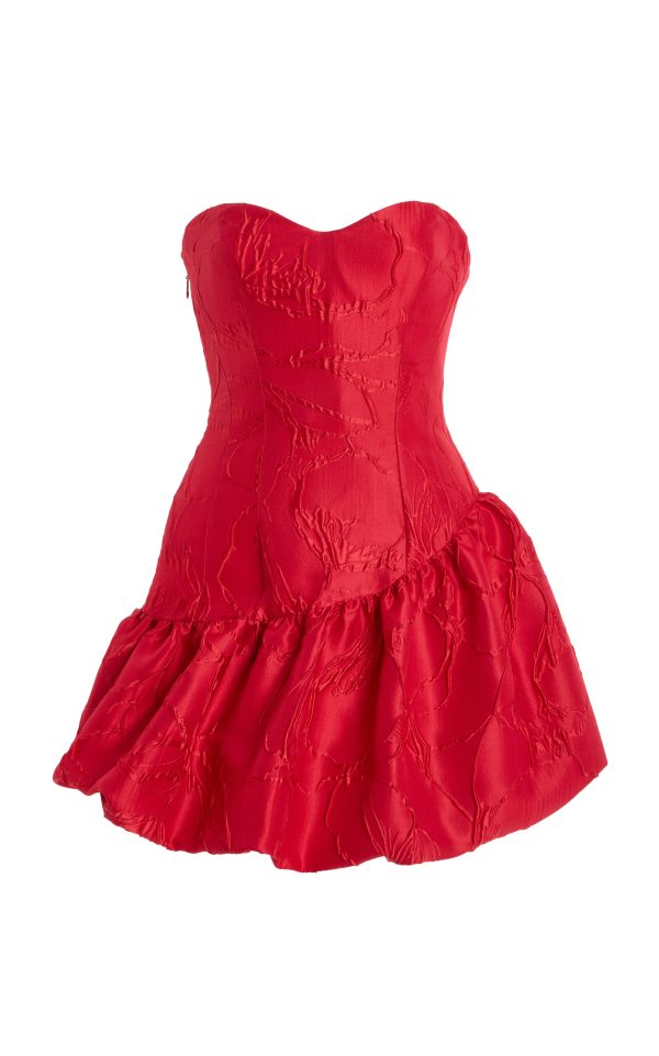 Monique Lhuillier - Strapless Dress With Asymmetric Bubble Skirt - Red - US 2 - Only At Moda Operandi