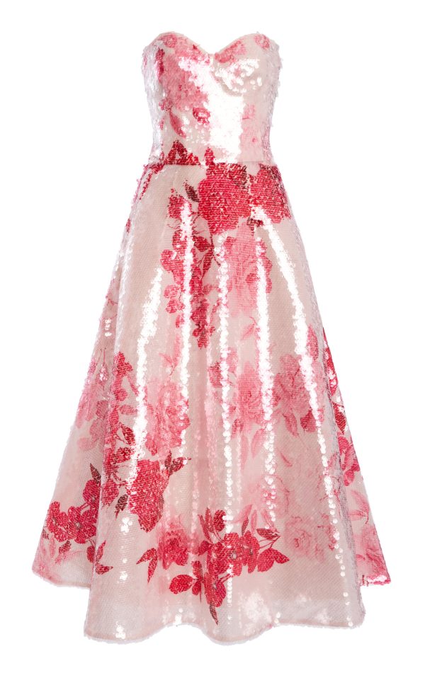 Monique Lhuillier - Sweetheart Tea Length Cocktail Dress - Multi - US 14 - Only At Moda Operandi