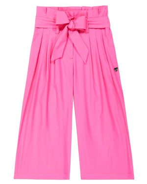 Monnalisa Cropped cotton poplin pants