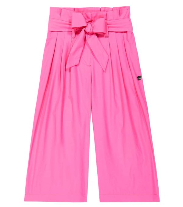 Monnalisa Cropped cotton poplin pants
