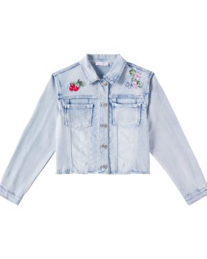 Monnalisa Distressed patch-applique denim jacket