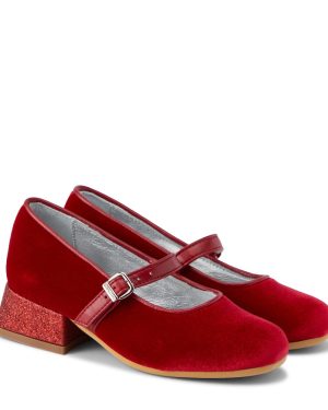 Monnalisa Dorothy glitter velvet ballet flats
