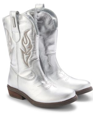 Monnalisa Metallic leather cowboy boots