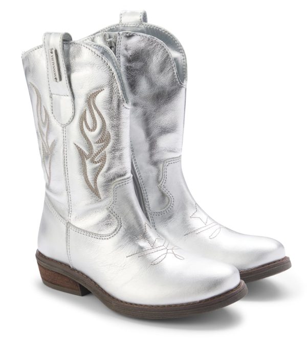 Monnalisa Metallic leather cowboy boots