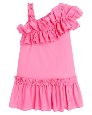 Monnalisa Ruffled asymmetric cotton dress