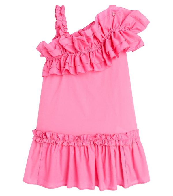 Monnalisa Ruffled asymmetric cotton dress