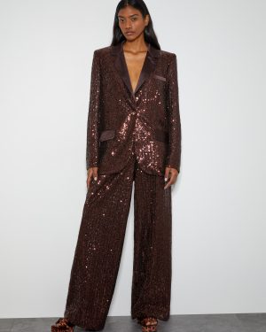 Monsoon x Sarah Corbett-Winder Satin Sequin Blazer Bronze