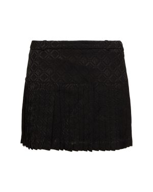 Moon Diamond Jacquard Pleated Mini Skirt
