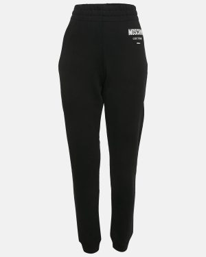Moschino Couture Black Logo Print Cotton Knit Joggers M