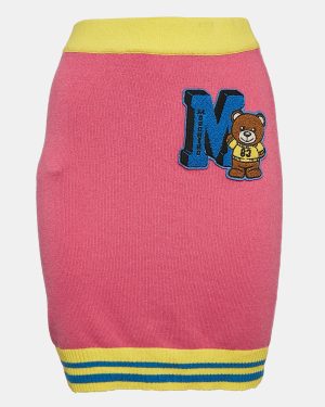 Moschino Couture Pink Embroidered Knit Mini Skirt M