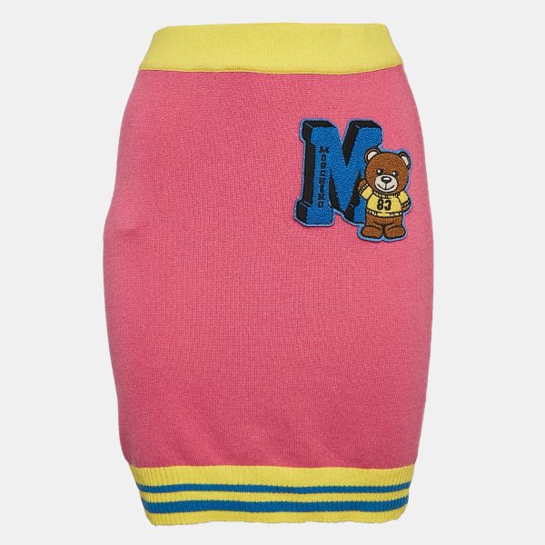 Moschino Couture Pink Embroidered Knit Mini Skirt M
