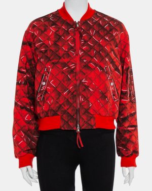 Moschino Couture Red Trompe-L'oeil Printed Bomber Jacket M