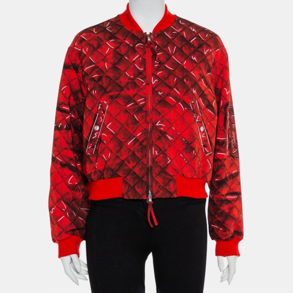Moschino Couture Red Trompe-L'oeil Printed Bomber Jacket M