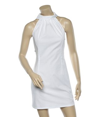 Moschino Jeans White Cotton Halter Neck Collared Mini Dress M