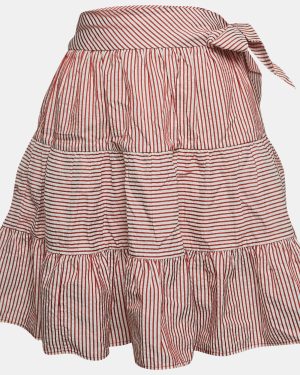 Moschino Jeans White/Red Stripe Crepe Tiered Short Skirt S