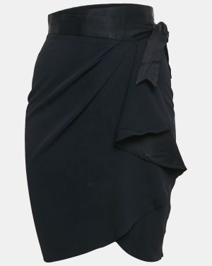 Moschino Navy Blue Sateen Ruffled Wrap Skirt M