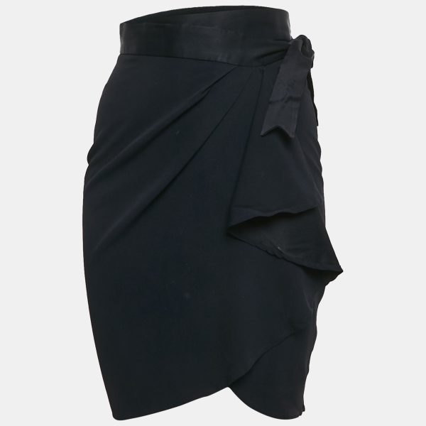 Moschino Navy Blue Sateen Ruffled Wrap Skirt M