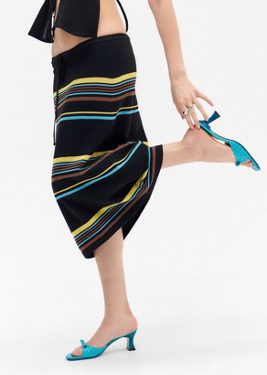 Motel Amalia Stripe Knit Midi Skirt - Black XS at Urban Outfitters