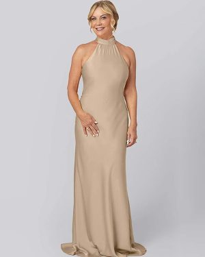 Mother Dress Halter Sleeveless Sheath Cut Out Floor-Length Guest Dresses For Wedding