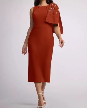 Mother Dress Jewel Neck Sleeveless Sheath Bows Tea-Length Wedding Guest Dresses
