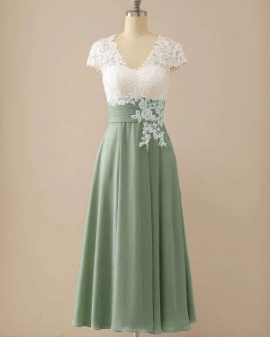 Mother Of The Bride Dress V-Neck Short Sleeves A-Line Cut Out Guest Dresses For Wedding Free Customization
