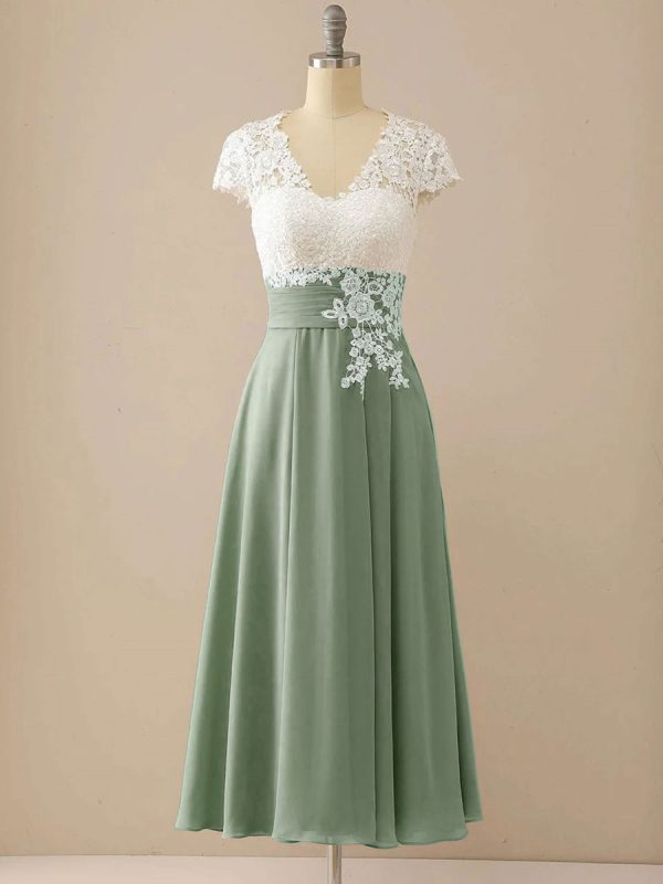 Mother Of The Bride Dress V-Neck Short Sleeves A-Line Cut Out Guest Dresses For Wedding Free Customization