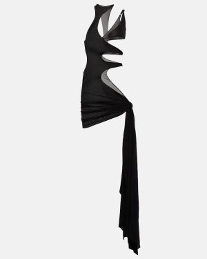 Mugler Asymmetric cutout crepe beach dress