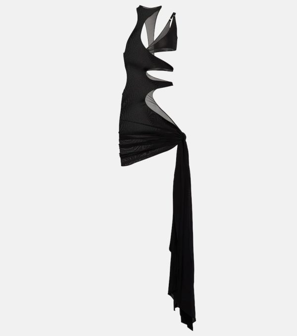 Mugler Asymmetric cutout crepe beach dress