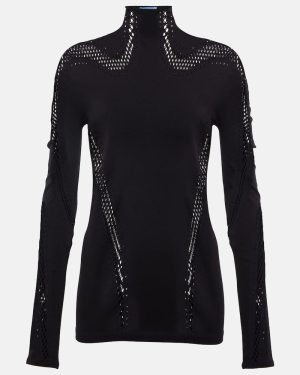 Mugler Open-knit high-neck mesh top