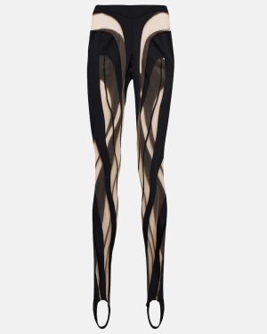 Mugler Paneled mesh and jersey leggings
