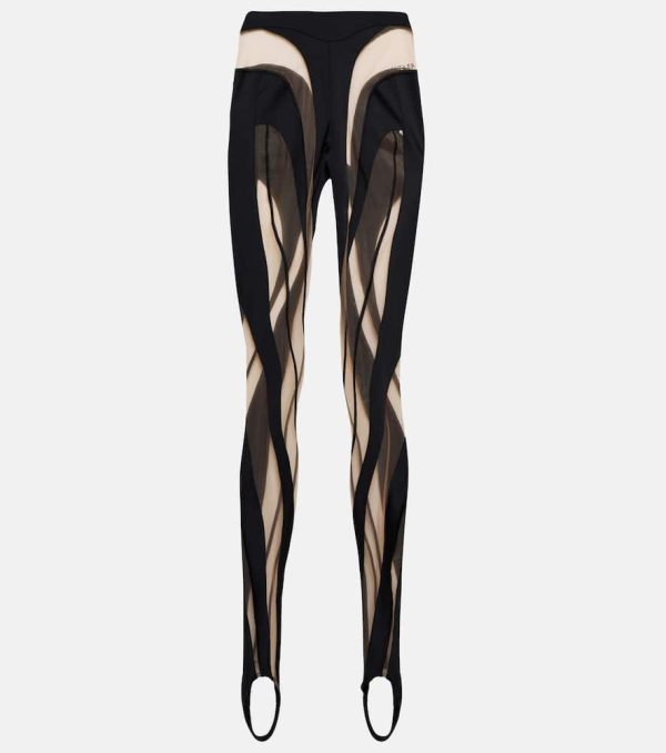 Mugler Paneled mesh and jersey leggings