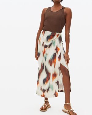 Multi Blurred Printed Wrap Midaxi Skirt