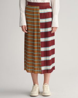 Multi Printed Pleated Midi Skirt
