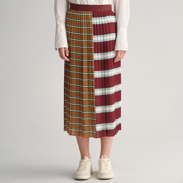 Multi Printed Pleated Midi Skirt