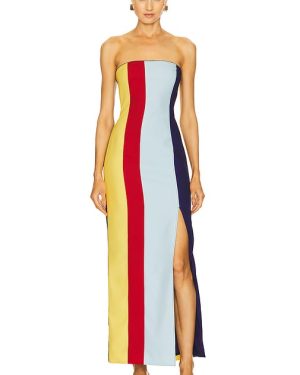 Muma World Panelwork Bandeau Dress in Red,Yellow,Blue. Size M, S, XL, XS.