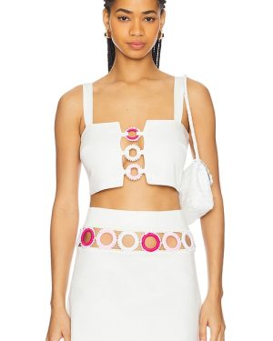 My Beachy Side x REVOLVE Square Neck Crop Top in White. Size L, S.