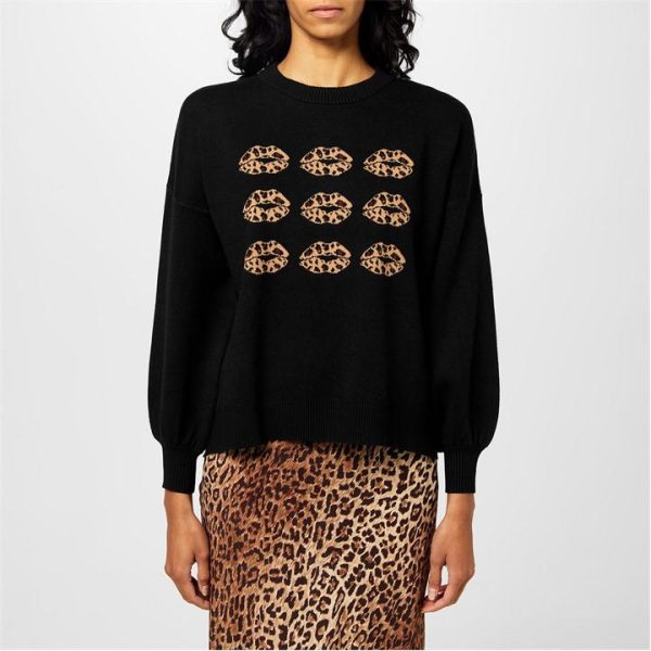 NEVER FULLY DRESSED Leopard Lips Copenhagen Jumper - Black