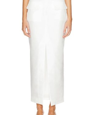NICHOLAS Carmella Front Split Pencil Skirt in White. Size 6.