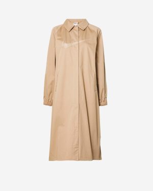 NIKE_Beige oversize twill trench coat_Beige_XS_Women