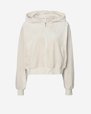 NIKE_Beige velour sweatshirt with hood and zipper_Beige_S_Women
