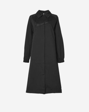 NIKE_Black oversized twill trench coat_Black_XS_Women
